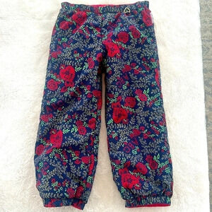 Obermeyer Girls M 4/5 Pattern reversible to Red ski snowboard pants, play EUC